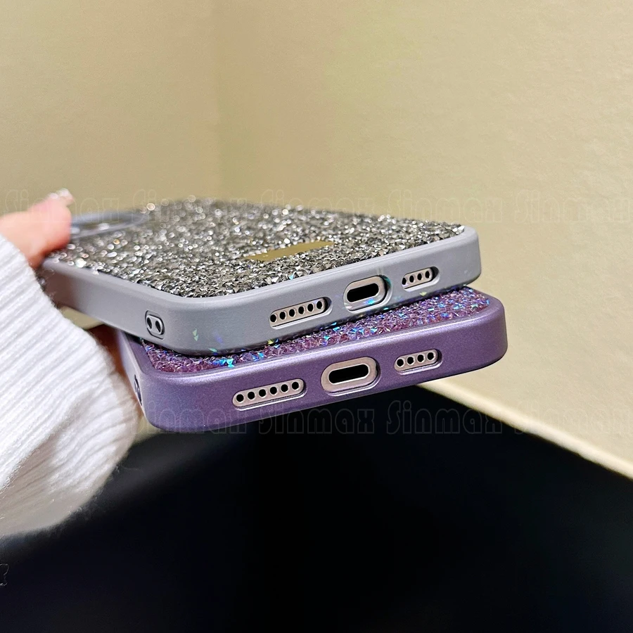 Чехол для телефона с блестящими кристаллами для iPhone 16 15 14 Pro Max 13 12 11 Sparkle Cover Samsung S24 S23 Ultra Flip 6 5 4 3 Fold5 (art.: 3920caeda4b08) - 3920caeda4b08