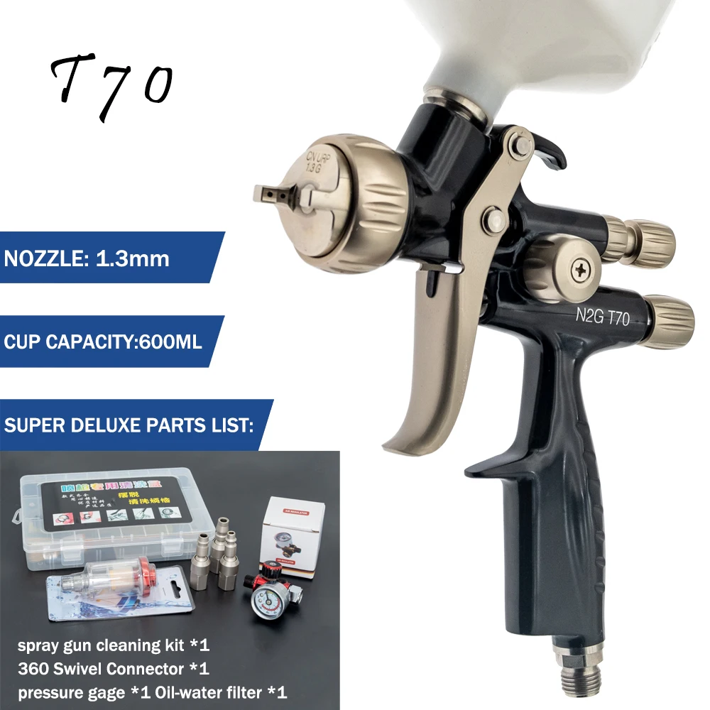 

Высококачественный профессиональный пневматический пистолет T70 URP Spay с соплом 1,3 мм гравитационные пневматические пистолеты Аэрограф на водной основе для покраски автомобиля