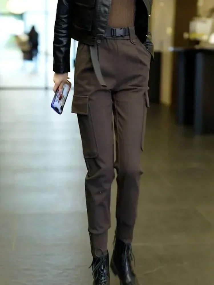 Женские брюки-карго-карандаш осень-зима оригинальные брюки в стиле Харадзюку