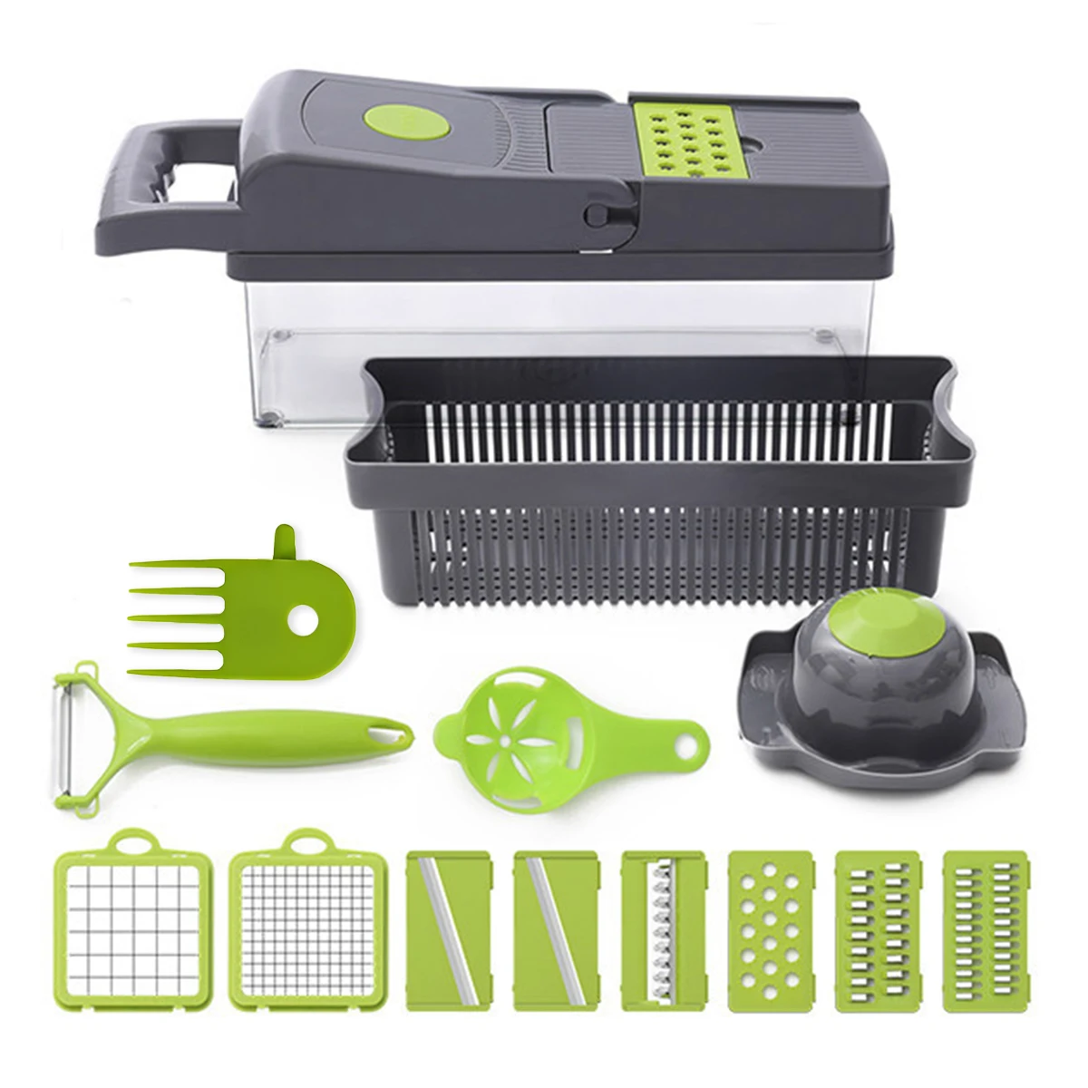 

14 In 1 Multifunctional Vegetable Slicer Cutter Shredders Slicer With Basket Fruit Potato Chopper Carrot Grater Cutting Tools