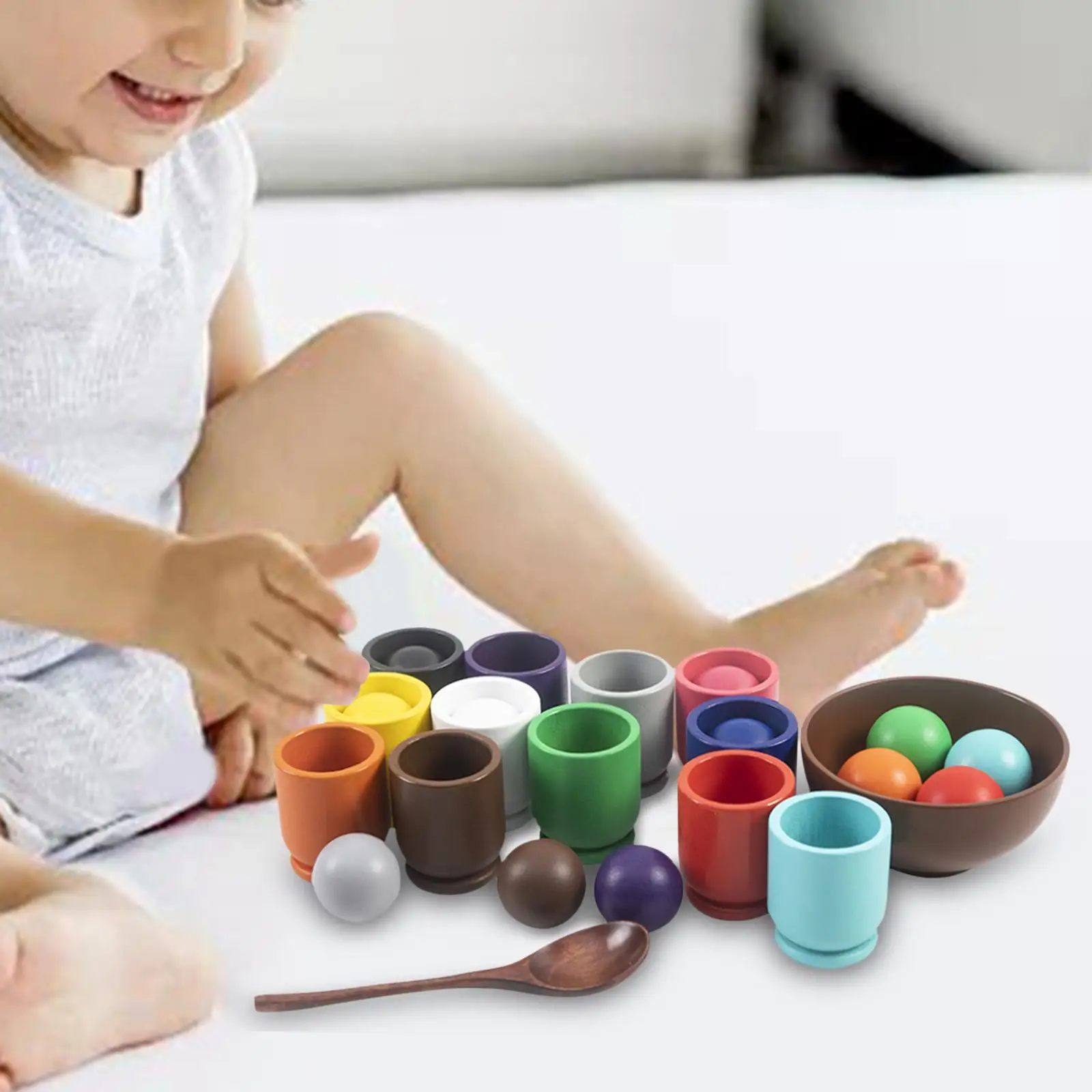 

Kids Matching Sorting Balls in Cups Color Sorting Game Math Counting Ball Montessori Training Logical Thinking for Toddlers Kids
