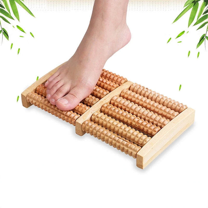 

5/6 Rows Wooden Foot Massager 3D Shiatsu Roller Massage Relieve Body Stress Muscle Massager Reflexology Feet Care Massage Tool