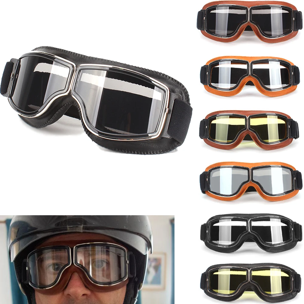 Лидер продаж винтажные мотоциклетные очки кожаные складные для прогулочных