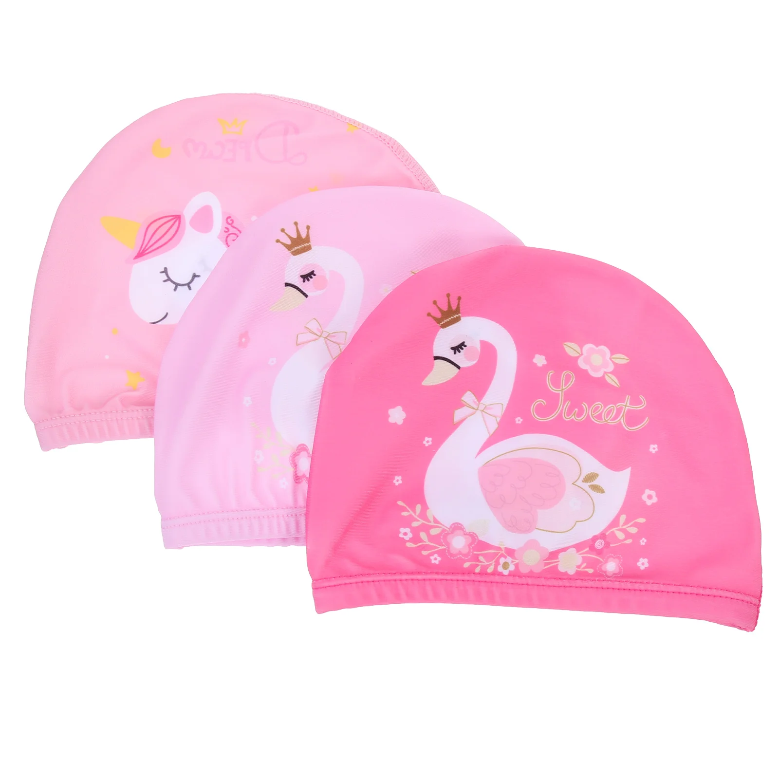 

3 Pcs Swimming Cap Polyester Caps Portable Hats Decorative Men Women Kids Supply
