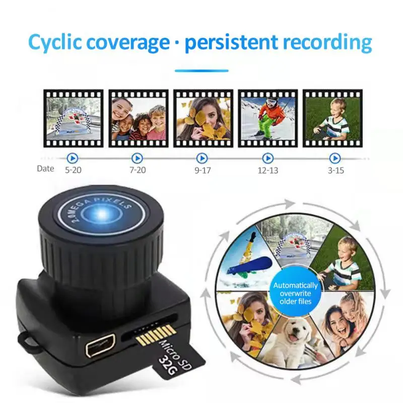 

Tiny Mini Camera HD Video Audio Recorder Webcam Y2000 Camcorder Small DV DVR Security Secret Nanny Car Sport Micro Cam with Mic