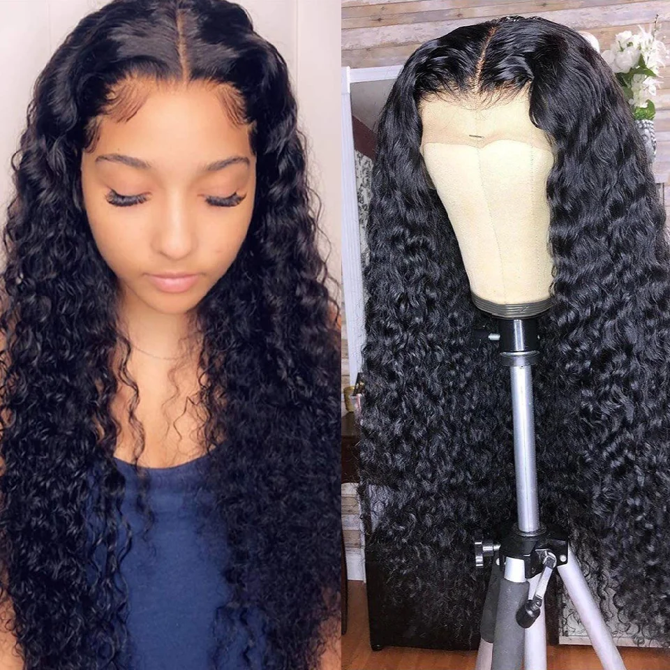 

Curly Frontal Wig Human Hair Deep Wave Lace Front Wig Human Hair Wet and Wavy Lace Front Wig T Part Transparent Lace Frontal Wig