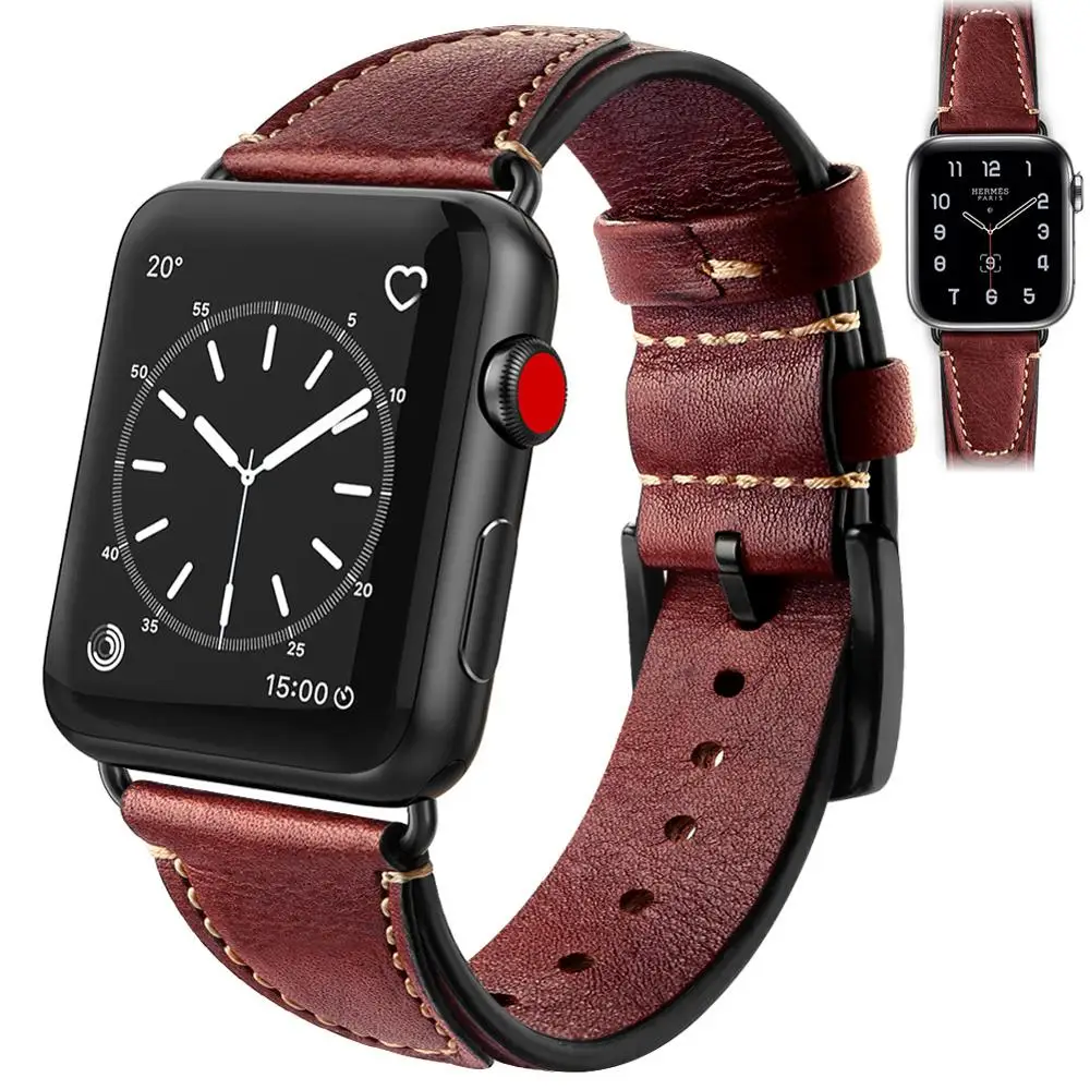 Vintage style leather strap for Apple Watch Band 42mm 44mm iwatch 40mm 38mm bracelet wristbelt for apple watch series 6 SE 5 4 3