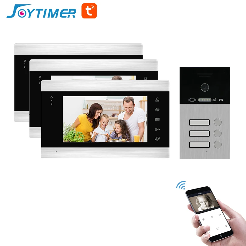 Tuya Smart Wired Intercom for Apartments 1200TVL Video Door Phone Support RFID Card Unlock Mobile Control for Multiple Household