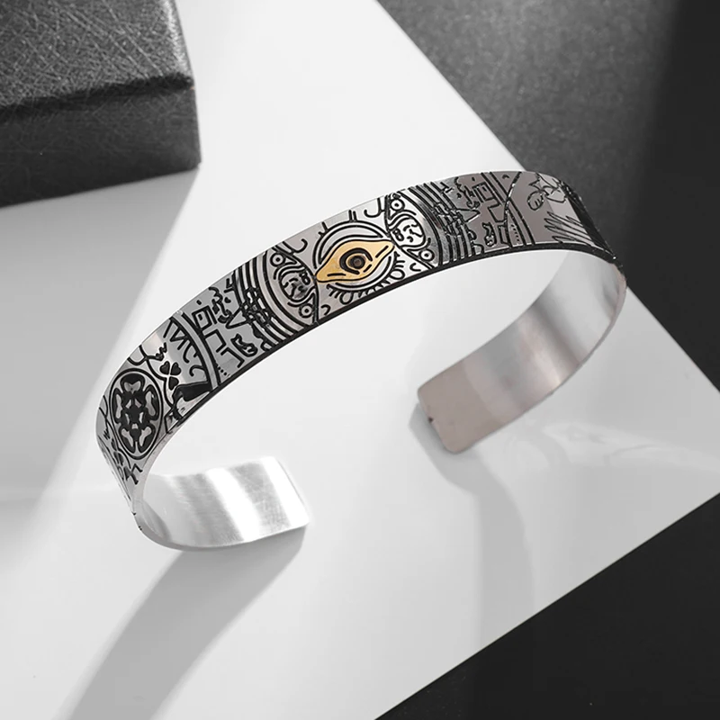 Стильный изысканный браслет из нержавеющей стали с изображением Божьих глаз