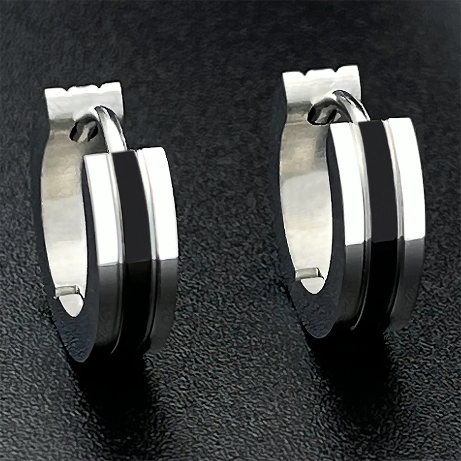 Серьги-гвоздики из нержавеющей стали чёрно-белые