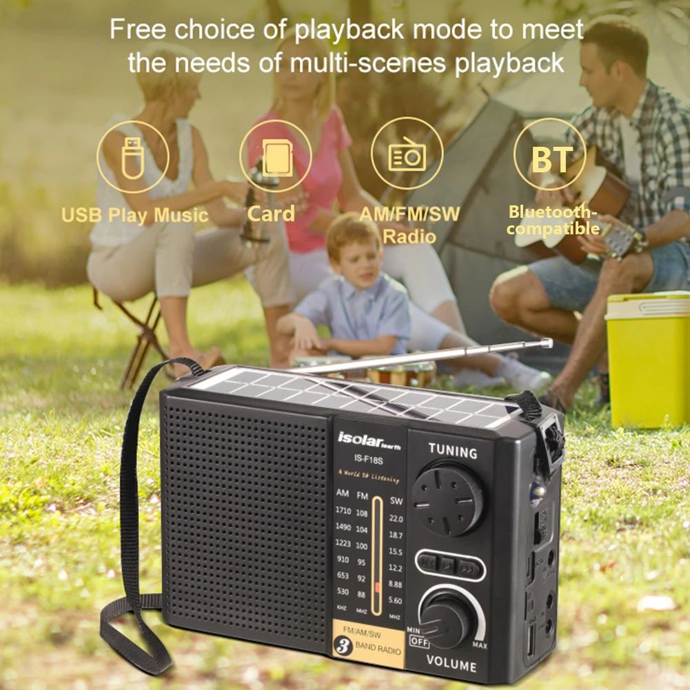 

AM FM SW Emergency Radio LED Flashlight Bluetooth-compatible 5.0 Solar Emergency Radio Emergency Torch Radio for Outdoor Camping
