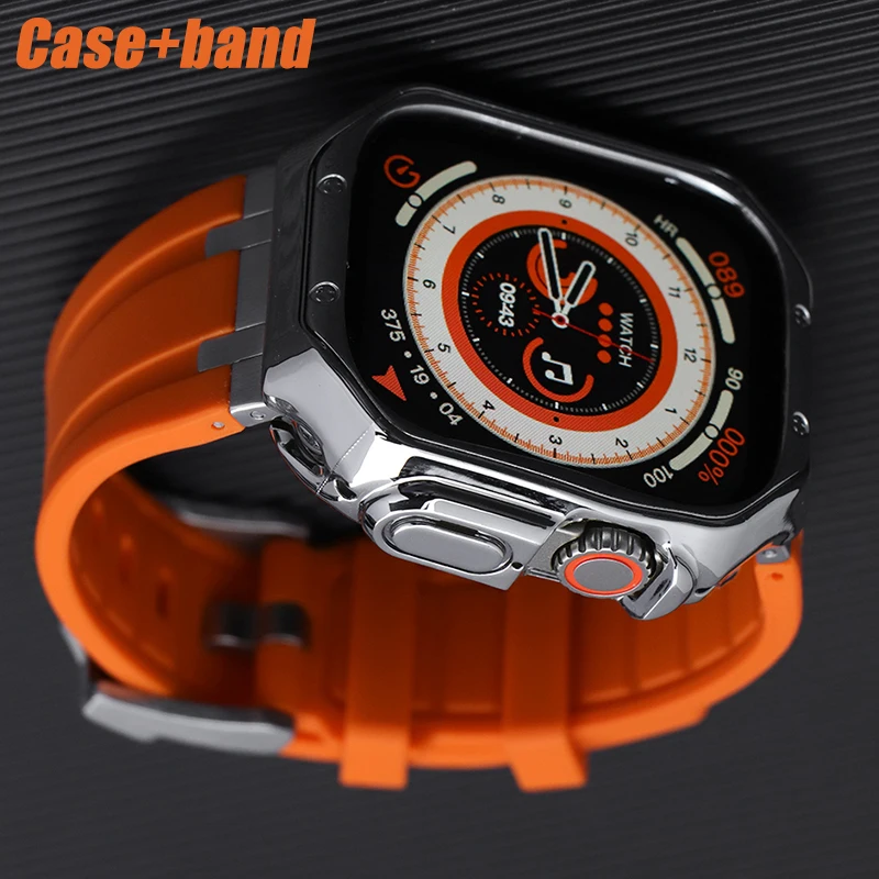 

Silicone Sport Band for Apple Watch 45mm 44mm 42mm 49mm 38mm 40mm TPU Protective Case for IWatch Series 8 7 6 5 4 3 SE Bracelet