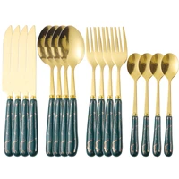 ceramic handle cutlery set stainless steel tableware set knife fork spoon luxury 16pcs dinnerware set dishwasher safe