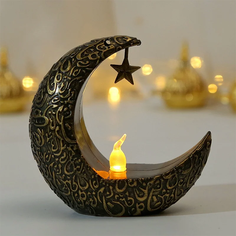 1 SZTUK Ramadan Dekoracja Gwiazda Księżyc Świecznik LED Lampa Dla Kareem Islamska Muzułmańska Dekoracyjna Eid Mubarak Party Prezenty
