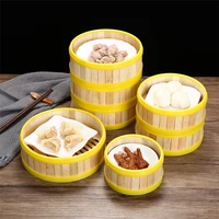 multi size natural bamboo steamer for dumpling with lid home steaming grid rice dim sum basket kitchen cooking accessories
