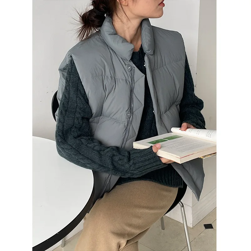 Simple Down Vest Female Bread Clothes 2022 Winter New Version of The Cold Warm Down Jacket