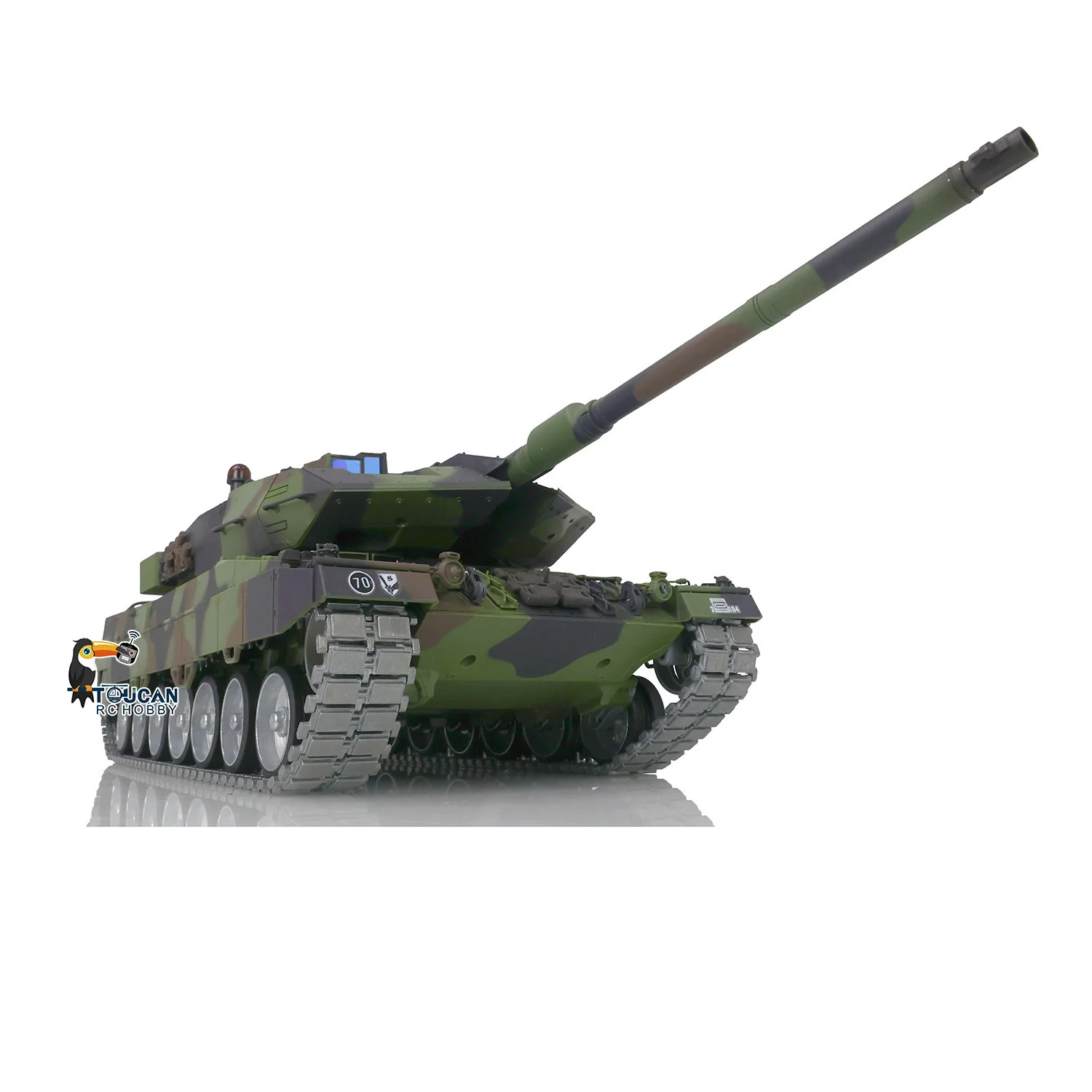 Фото Радиоуправляемый танк Toucan 1/16 Heng Long TK7.0 Leopard2A6 3889 с металлическими гусеницами, колесами, откатом ствола, BB-пушкой, дымогенератором и пультом управления (Panzer) №2