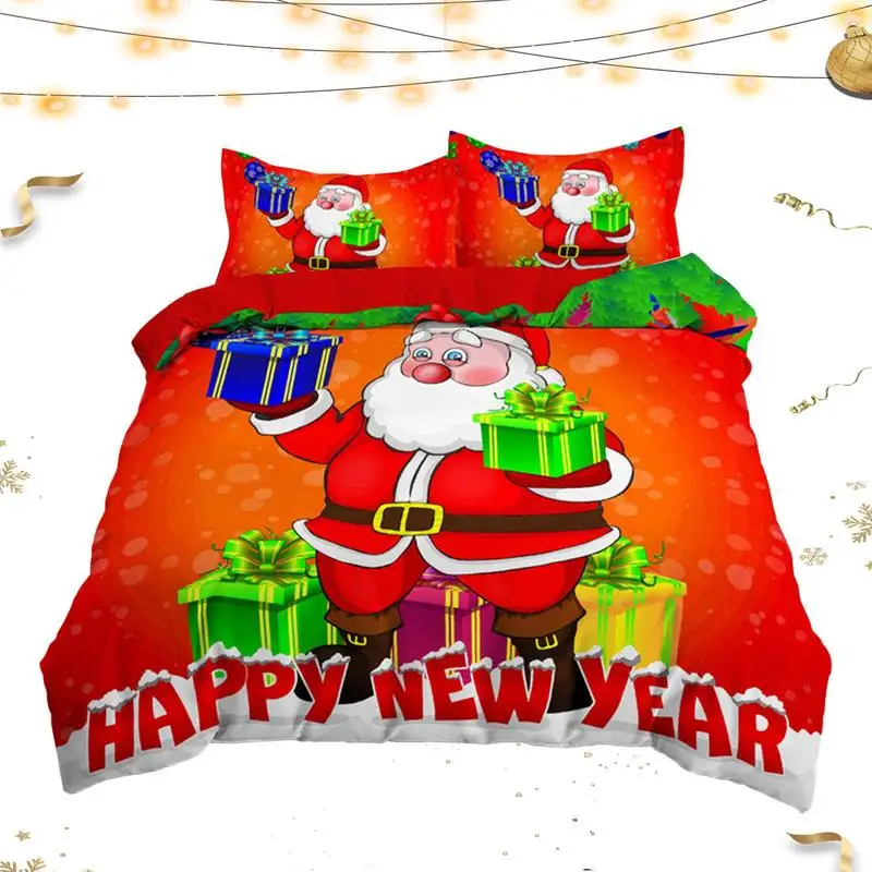 

Microfiber Bedding Set Christmas Santa Claus Pattern Bedding Set Microfiber Coverlet Pillowcase Bedding Cover For Winter Holiday