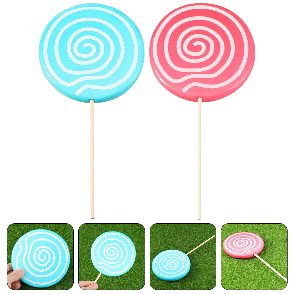 

2 Pcs Lollipop Adornment Photo Prop Decorative Ornament Giant Candy Photography Festival Props Miniature Toys Fake Models Booth