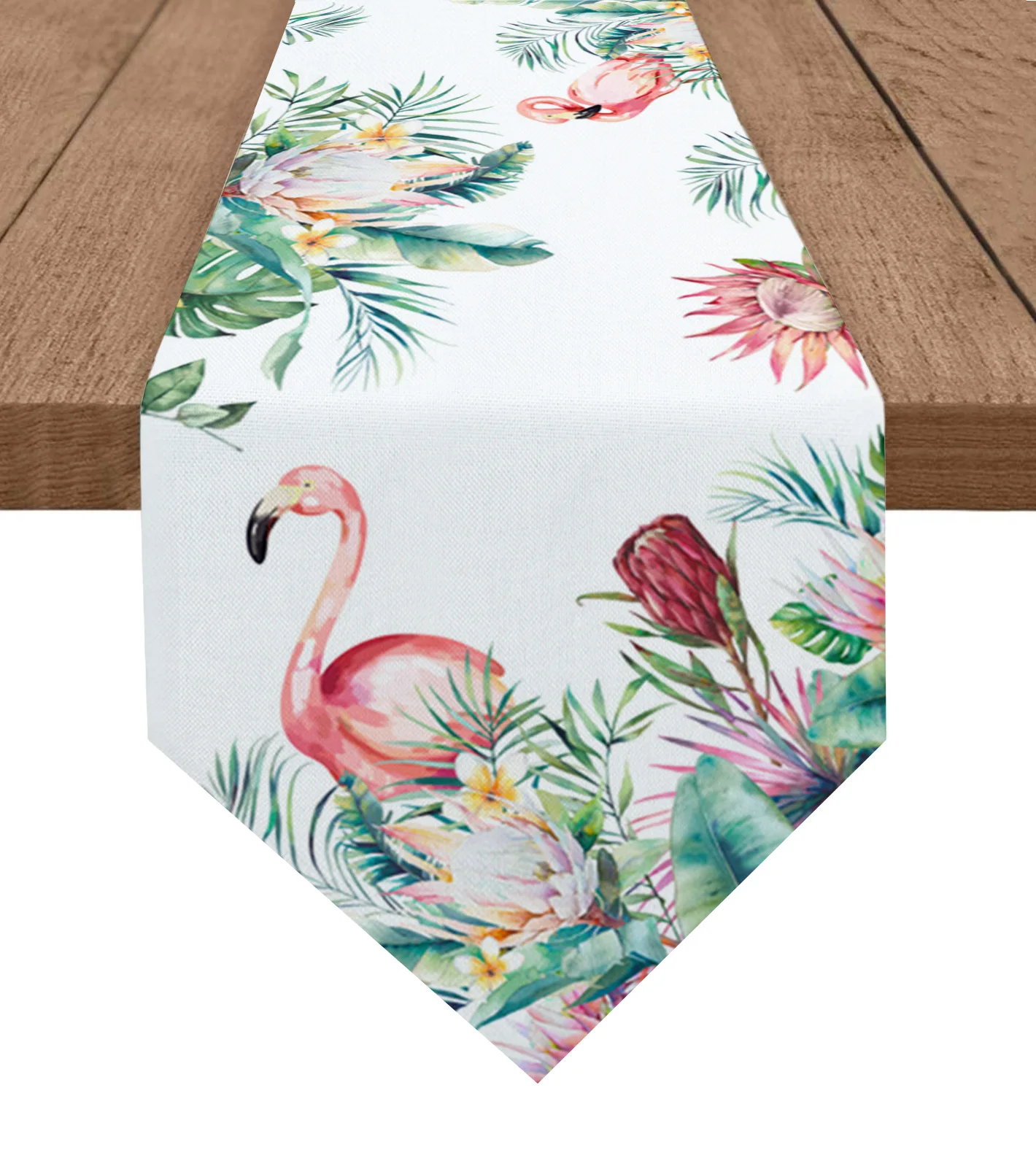 

Ins Style Tropical Plants Flowers Flamingos Table Runner Wedding Decor Tablecloth Holiday Party Home Dining Table Decoration