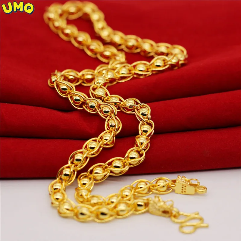 

Gold 8 Cm Thread Bead Wrapped Double Dragon Necklace Men's Thai Gold 24k Money Thread Wrapped Solid Buddha Bead Necklace 60cm