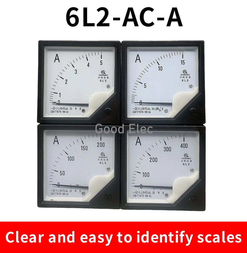 Painel Medidor Analógico Direto Amperímetro de Corrente AMP Ponteiro 6L2-A 5A 10A 15A 20A 30A 80x80mm 1 шт.