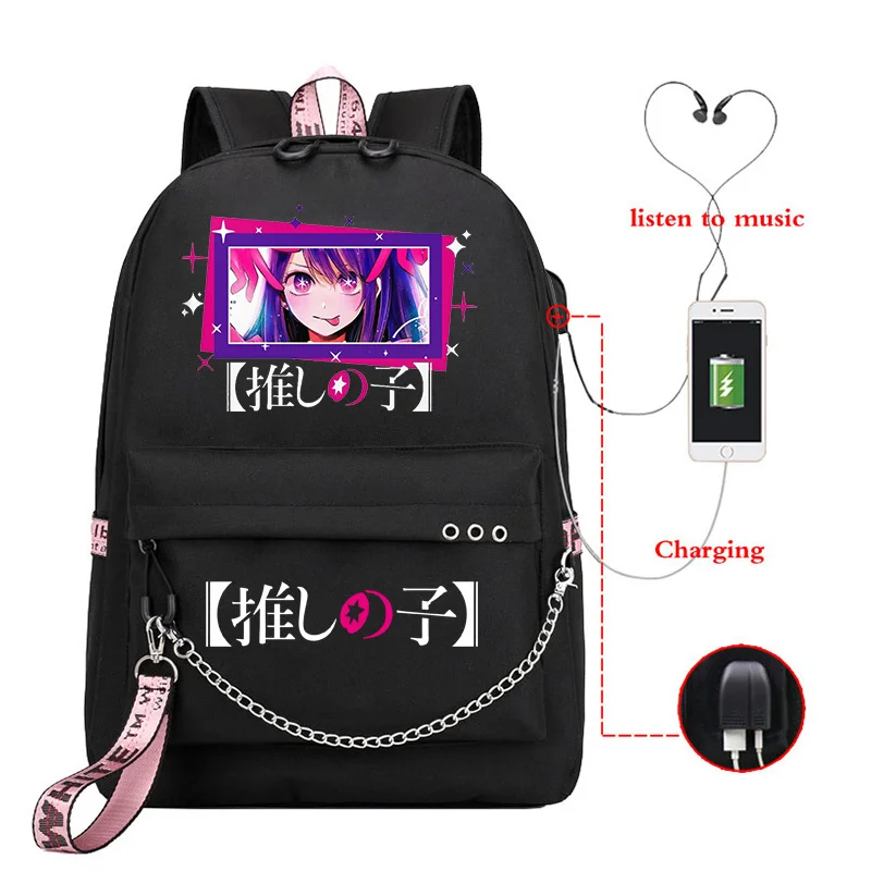 

Oshi No Ko Anime Backpack High School Students Bookbag Usb Port Bagpack Anime Oshi No Ko Ai Hoshino Travel Bags Girls Backpack