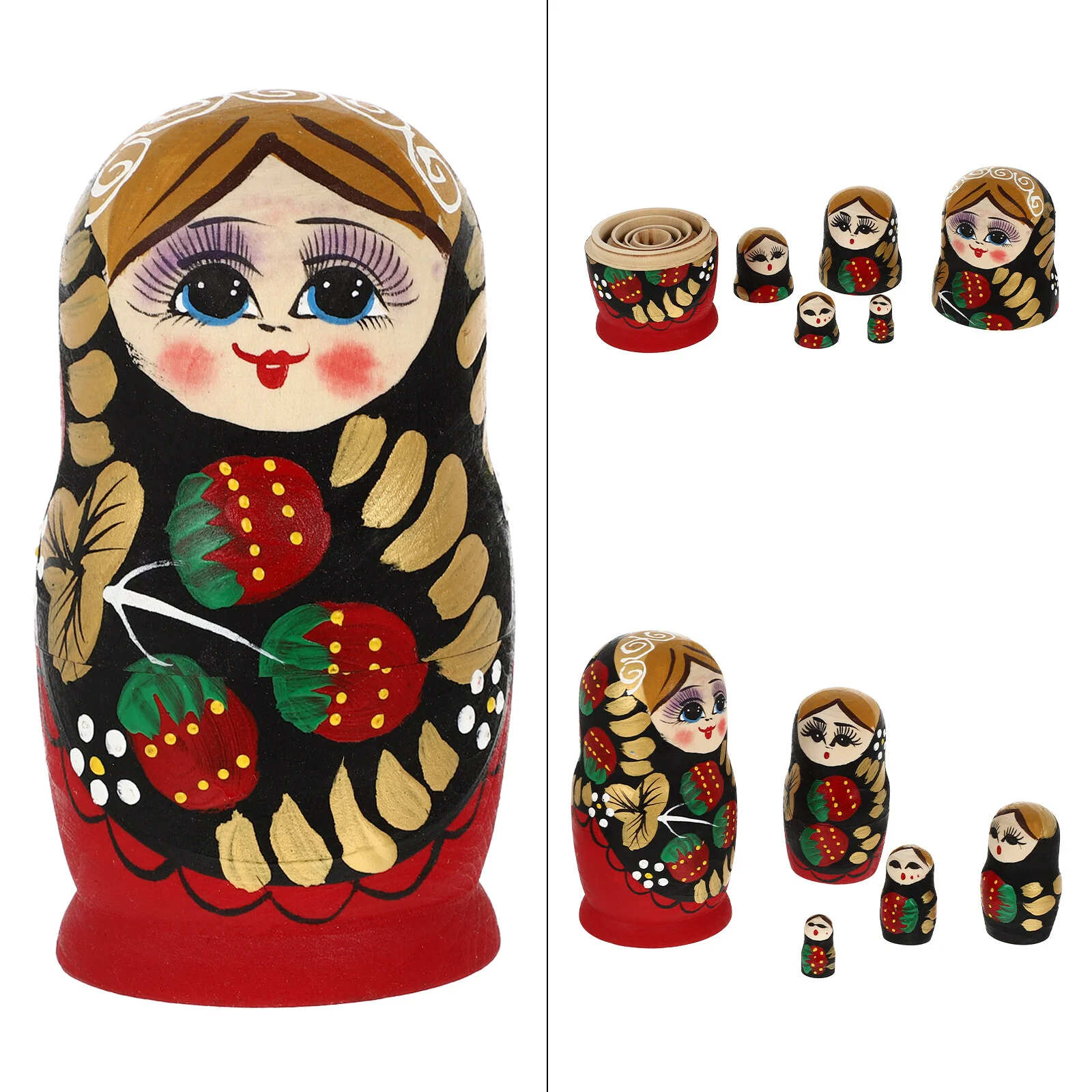 

5 Pcs Kids Wooden Toys Matryoshka Desktop Adornment Russian Nesting Decorate Painted Home Toddler