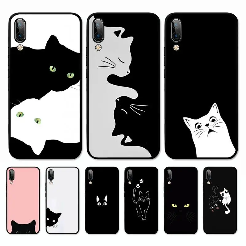 

Cartoon Cat Painting Phone Case for Vivo Y91C Y11 17 19 17 67 81 Oppo A9 2020 Realme c3