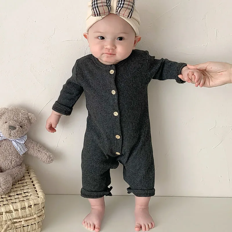 

2022 Autumn Baby Unisex Romper New Born Baby Solid Basic Clothes Toddler Kid One Piece Jumpsuit