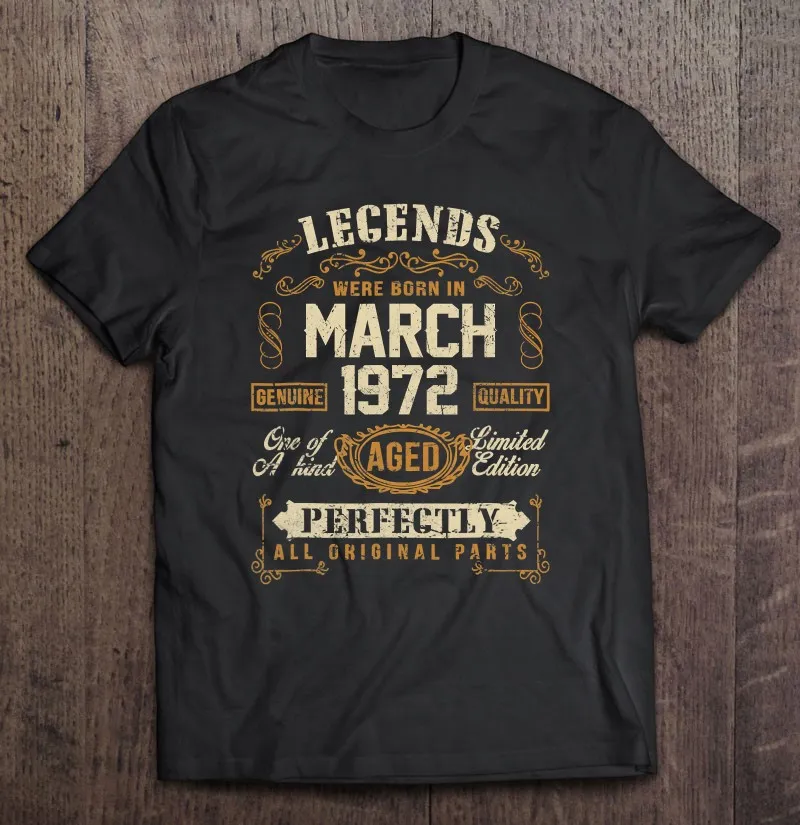 

Мужская/женская футболка с принтом легенды, родились в марте 1972 года, на 50-й день рождения