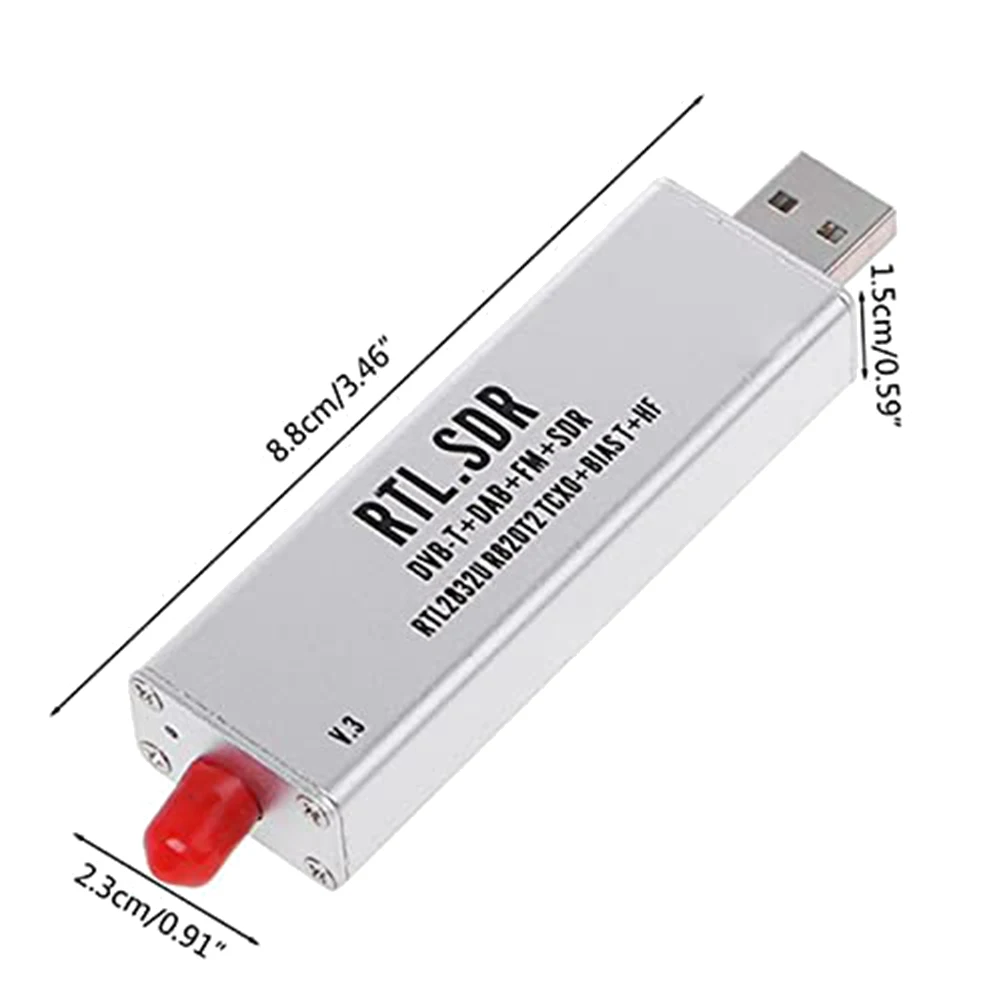 

0.1MHz-1.7GHz TCXO RTL SDR Receiver R820T2 USB RTL-SDR Dongle with 0.5Ppm TCXO SMA MJZSEE A300U Tester