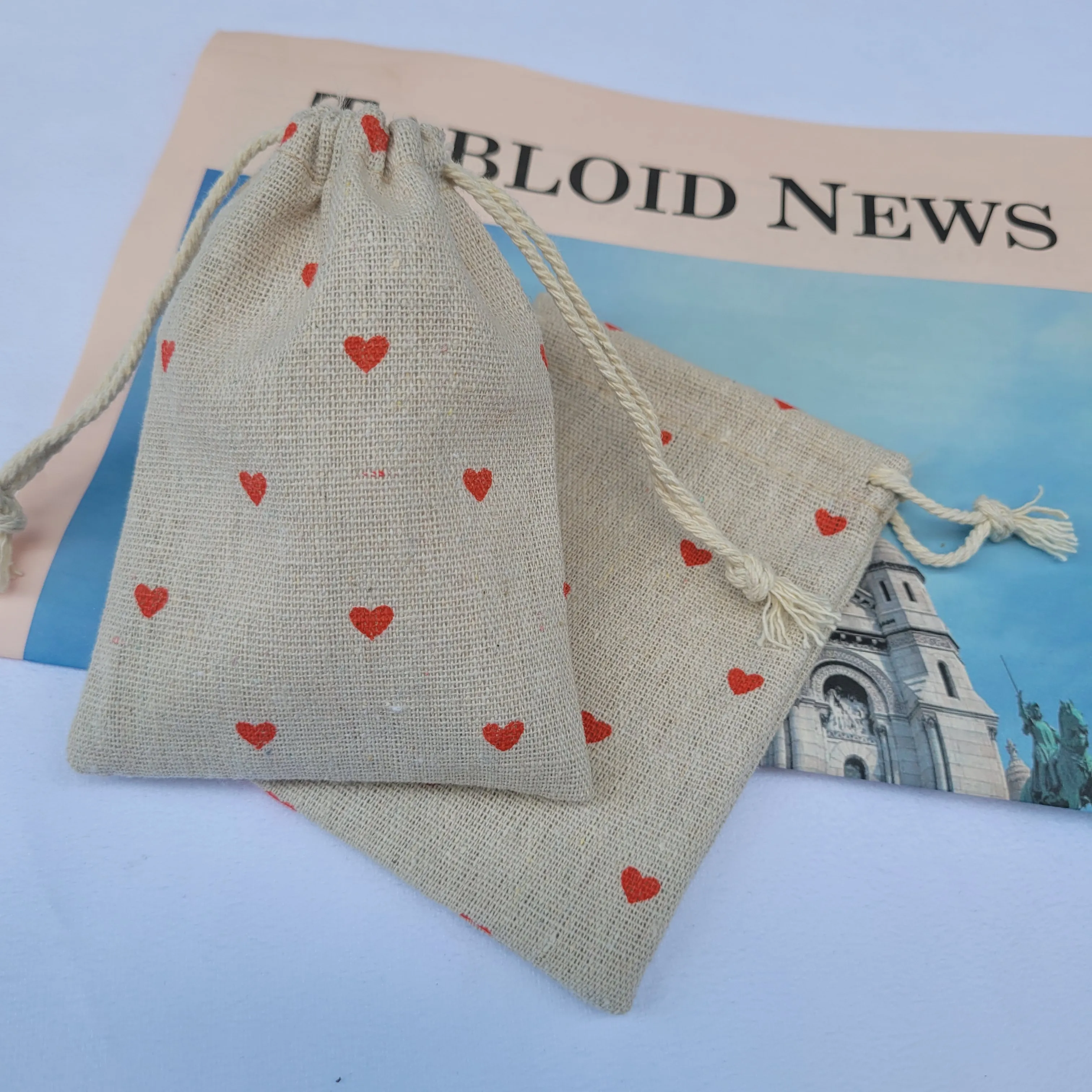 Льняные подарочные мешочки в форме сердца NALIA'S POUCHES