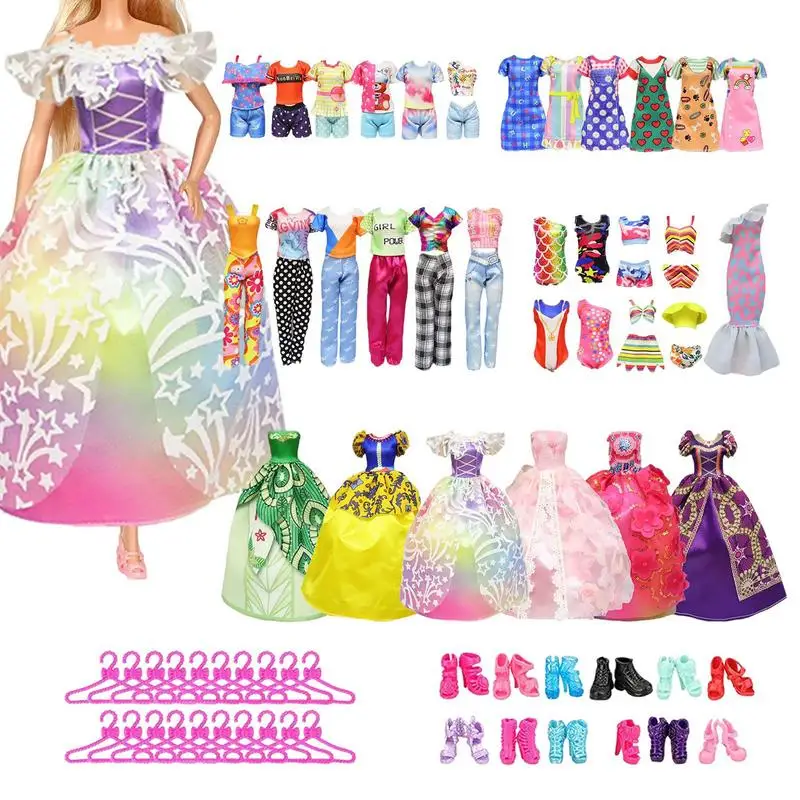 

Doll Clothes Set 57 Pcs Dress Up Fashion Design Kit Machine Washable Clothes Accessories For Birthday Christmas And Children's