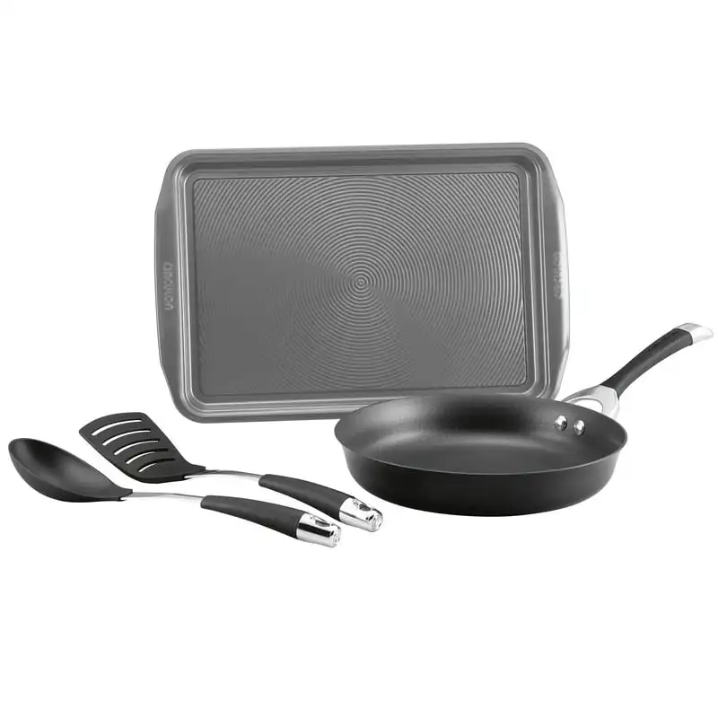 

Hard-Anodized Nonstick Weeknight Cookware Induction Pots and Pans Set, 4-Piece, Black