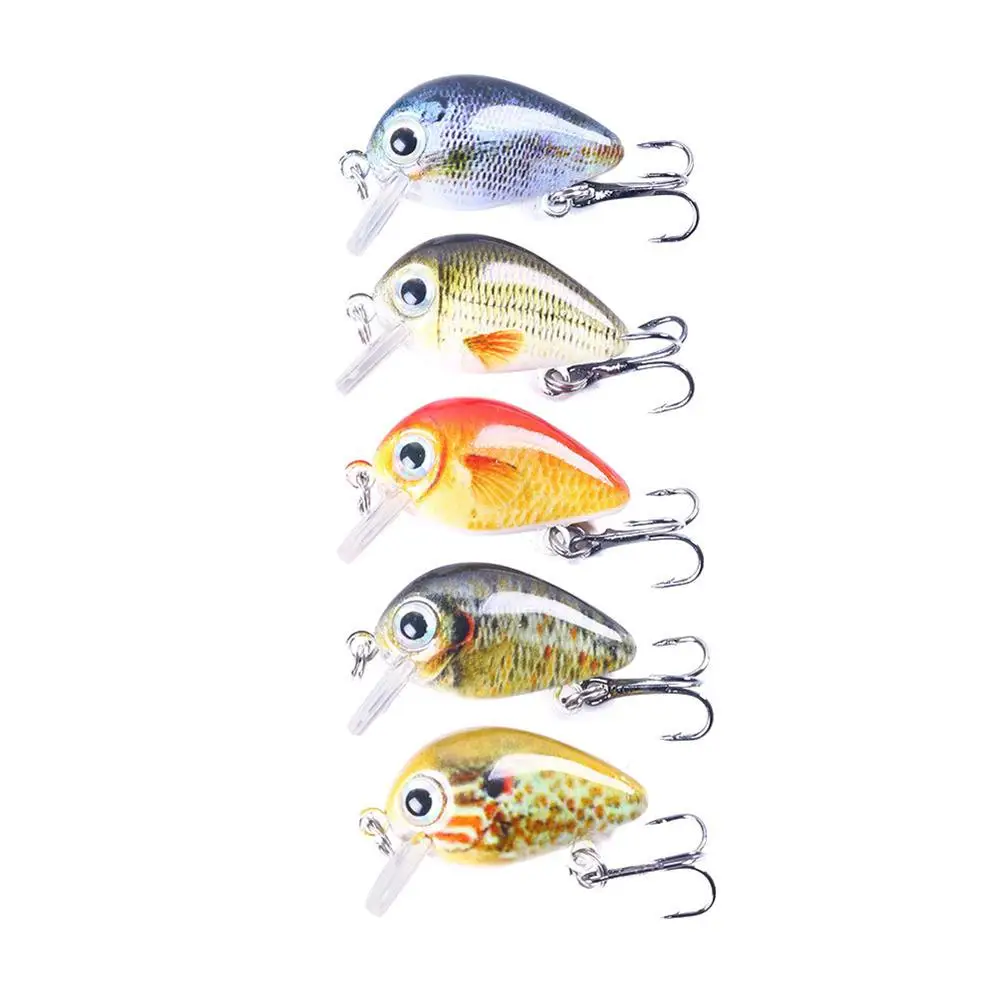 5pcs 5 Color Lure Set 1.5g Mini Crank Lure Baits High Simulation Vivid Color Bionic Bait With Fishing Lure Box 2.7cm-1.5g-10#