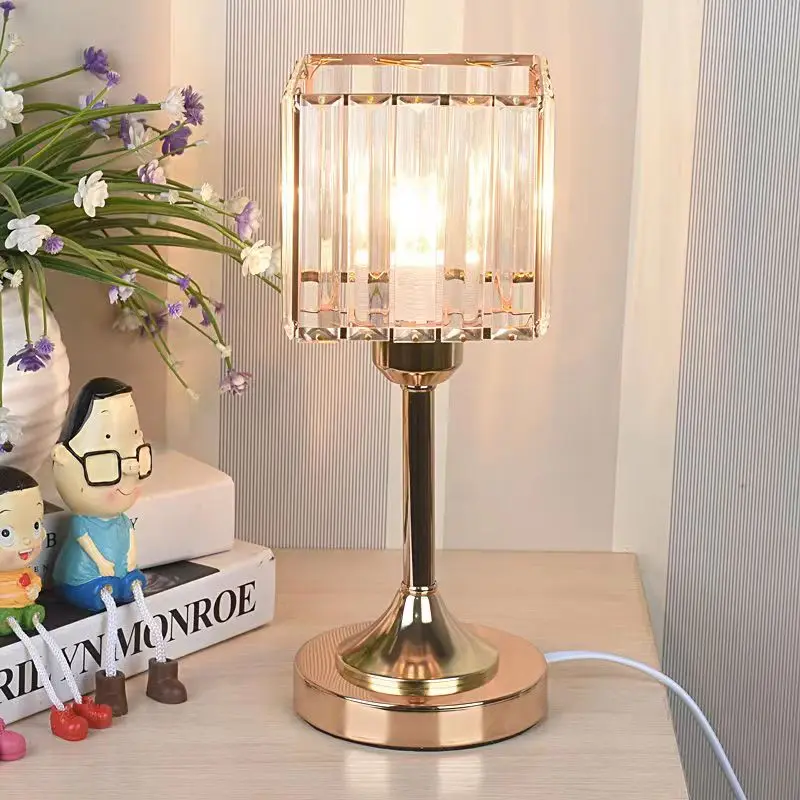 

Table Lamp Crystal Bedroom Bedside Light Modern Warm Black Golden Baby Feeding Children Touch Desk Lights Night Home Decoration