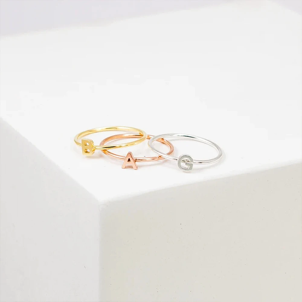 Stainless Steel Women's Personalized Ring Numeric Alphabet Custom Ring Personalized Women's Jewelry Anniversary Birthday Gift