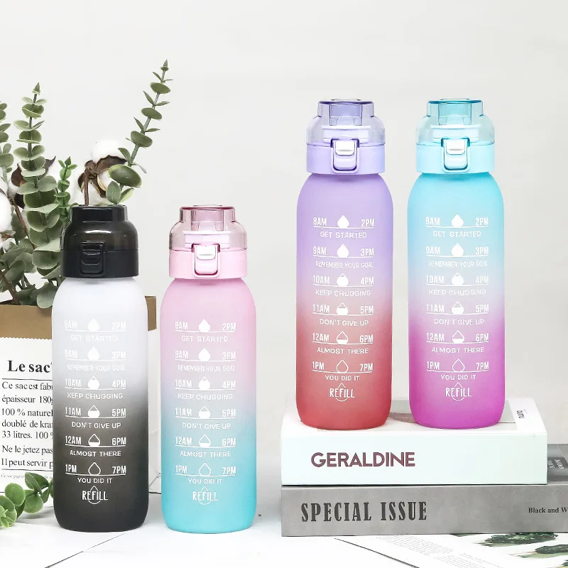 Бутылка для воды LUSQI с соломинкой и 5 подставками 1000 мл 1 шт.