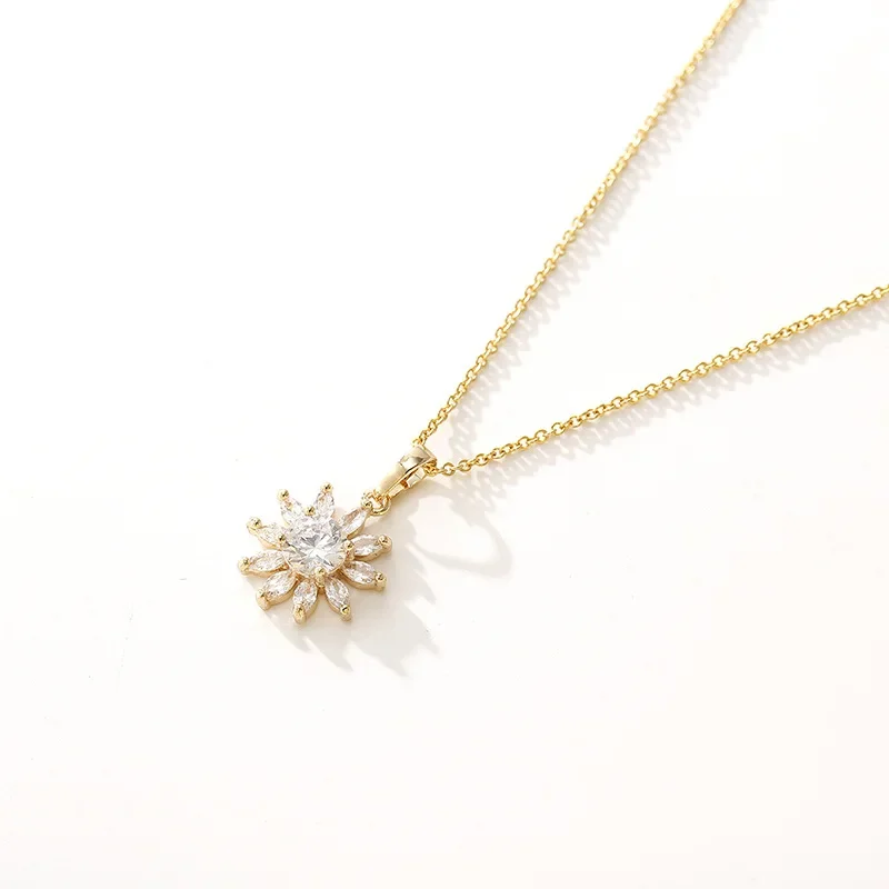Лидер продаж роскошный кулон с цветком циркона легкий нишевый дизайн