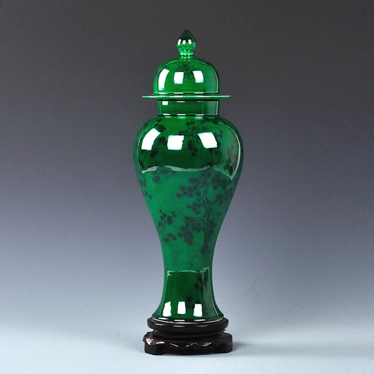 

Antique Peacock Green Glaze Jingdezhen Ceramic Vase Flower Vase Pure manual furnishing articles Sitting room bedroom decoration