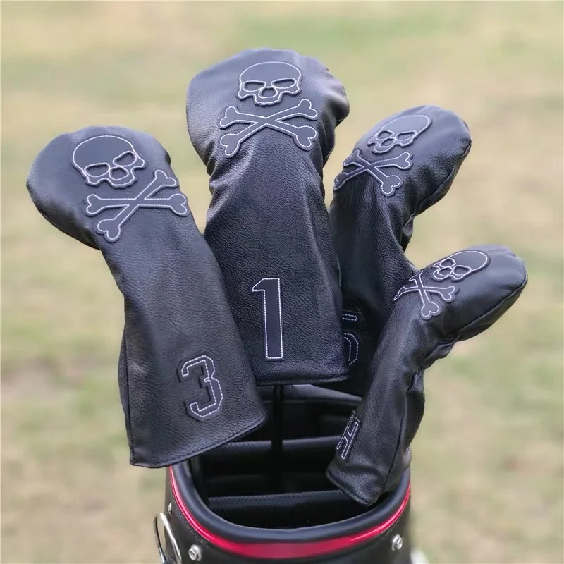 

SKULL Golf Woods Headcovers Covers For Driver Fairway Putter 135H Clubs Set Heads PU Leather Unisex