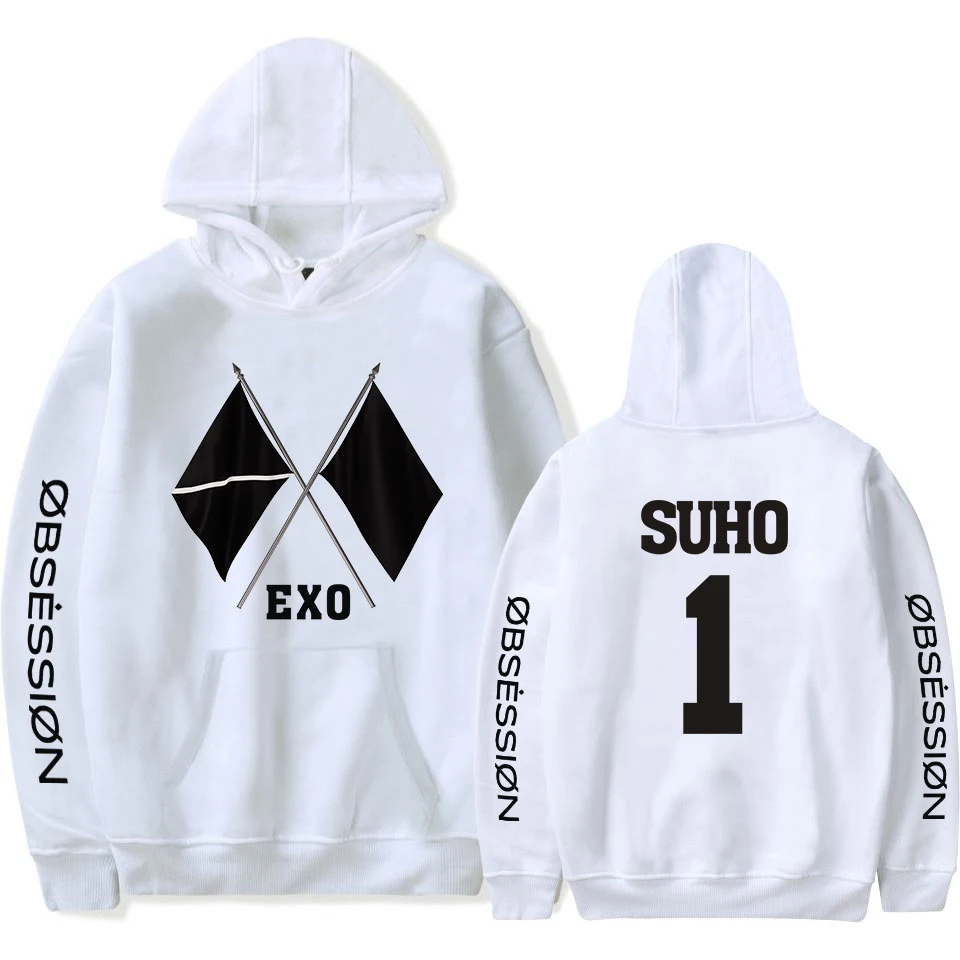 KPOP EXO NEW ALBUM Sixth Album OBSESSION WE ARE ONE Print Hooded Women/Men Clothes Casual Hoodie Sweatshirt