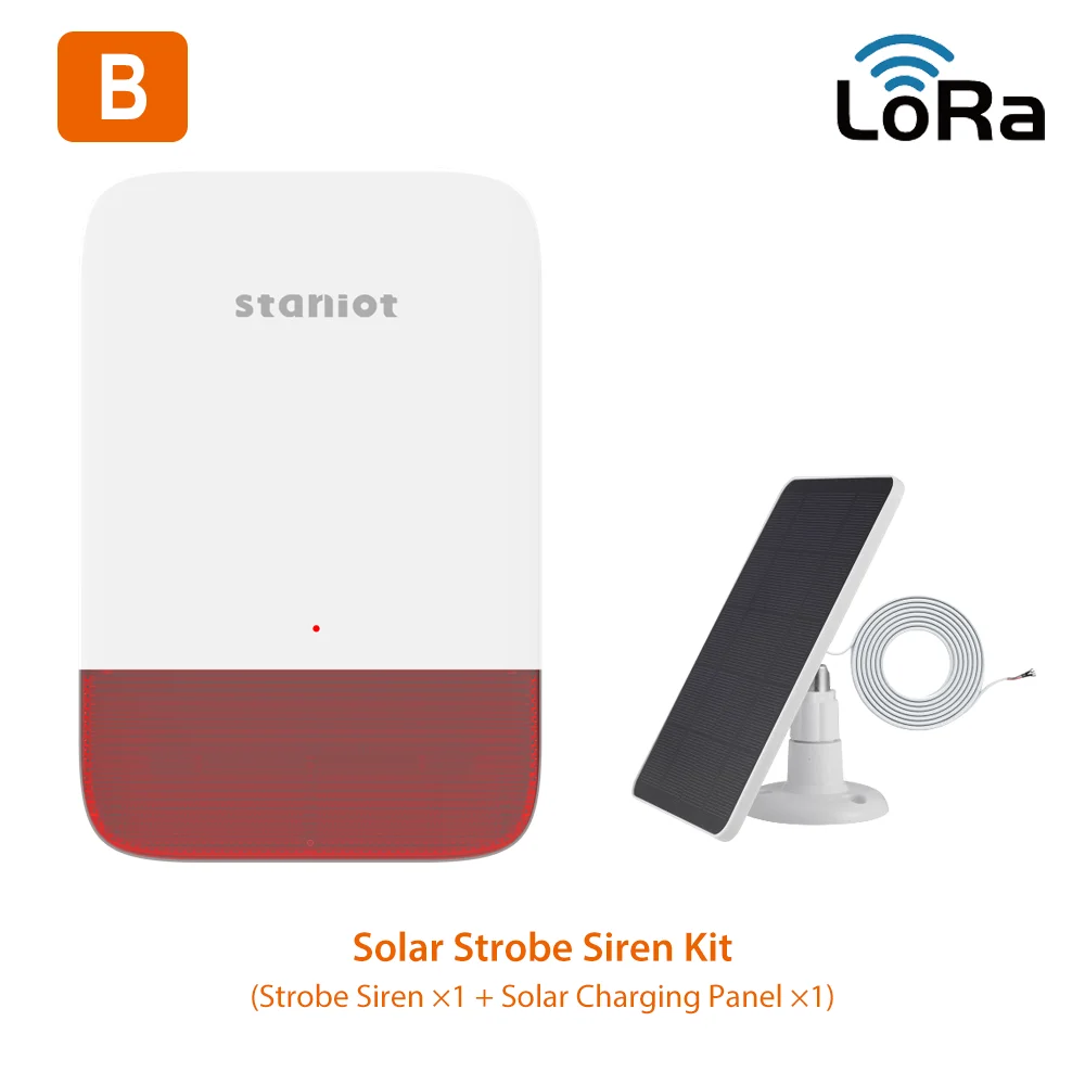 Беспроводная Стробоскопическая сирена Staniot LoRa, водонепроницаемая, 500 дБ, сигнал высокой децибел, работает с Secpanel 7 Pro, дальность передачи м