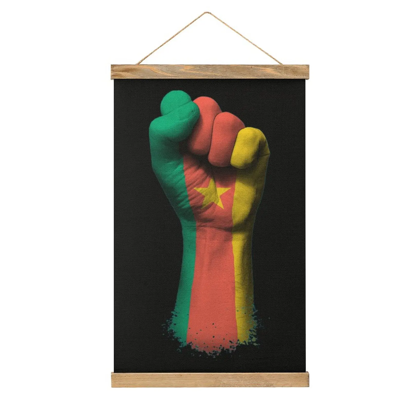 

Canvas Hanging Picture Flag of Cameroon on A Raised Clenched Fist Novelty Funny Joke Draw Living Room Picture Hanging Style Dec