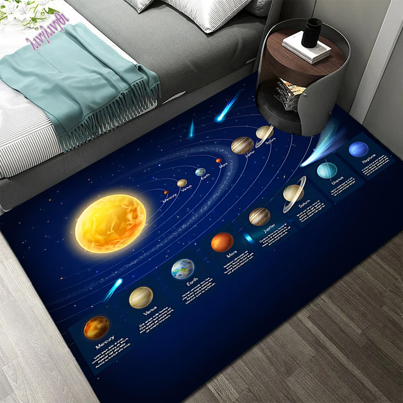 3D Solar System Children's Room Carpet Space Planet Carpet Children's Bedroom Anti-slip Mat Home Decoration Play Crawling Mat