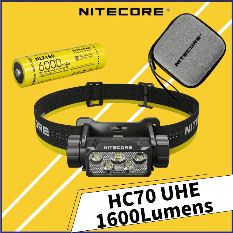 NITECORE HC70 UHE USB-C перезаряжаемый 1600 люмен водонепроницаемый налобный фонарь Wrok