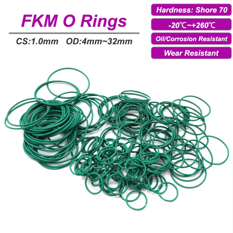 

Зелёные уплотнительные кольца FKM 1 мм 4-32 мм