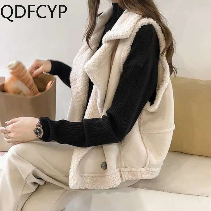 

2023 Womens Vest Autumn Winter New Fashion Casual Loose Pockets Sleeveless Outerwear Harem Korean Office Lady Baggy Vest Female