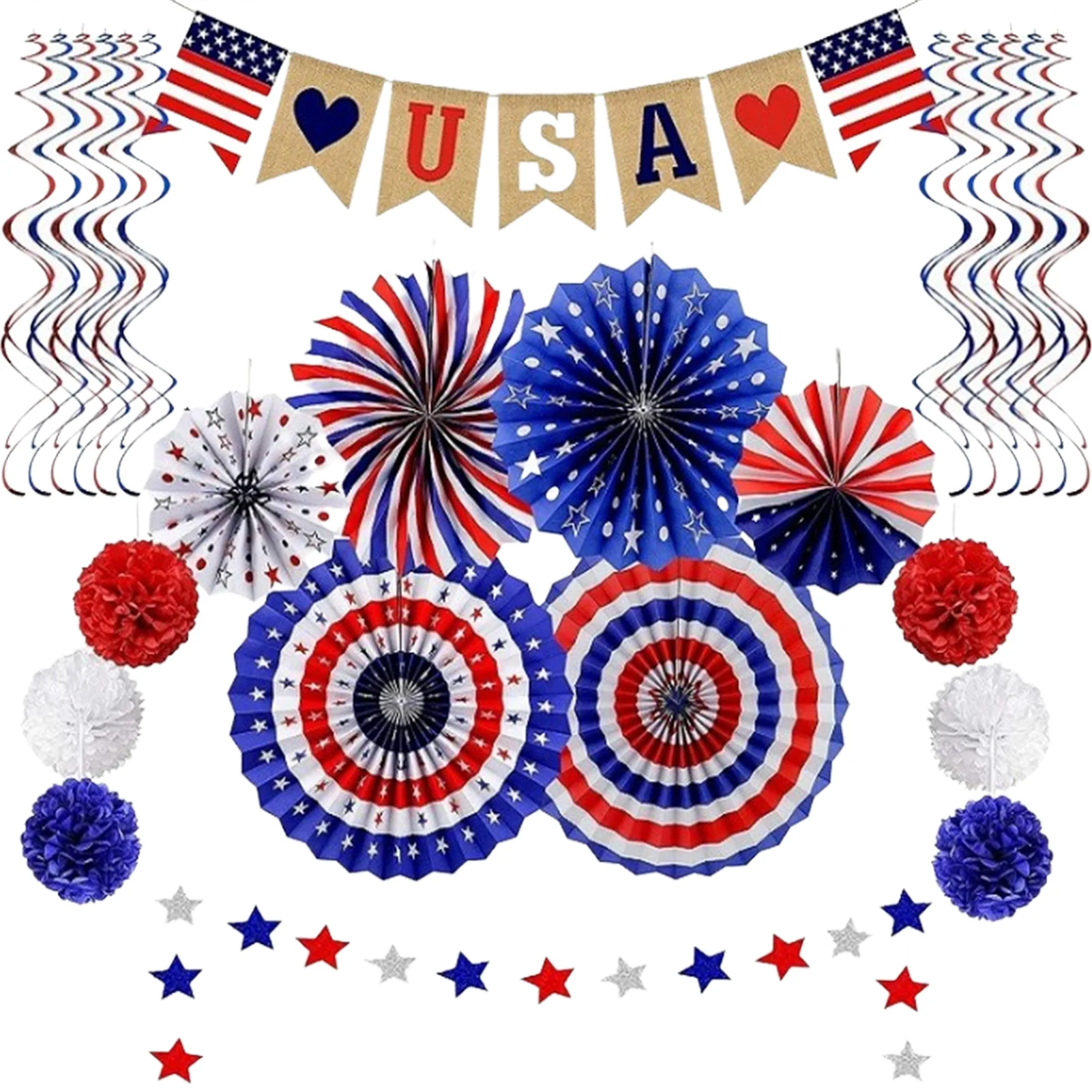 

4th Of July Decor Independence Day Patriotic Decoration Set American 4th Of July Red White Blue Decorations Party Supplies For